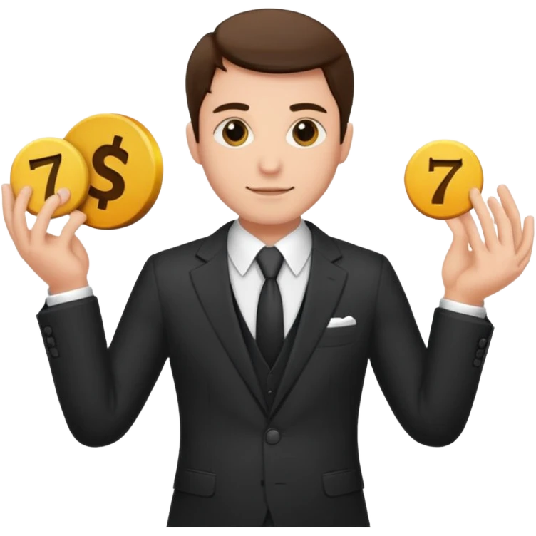 Homme tenant un 6 et un 7 emoji