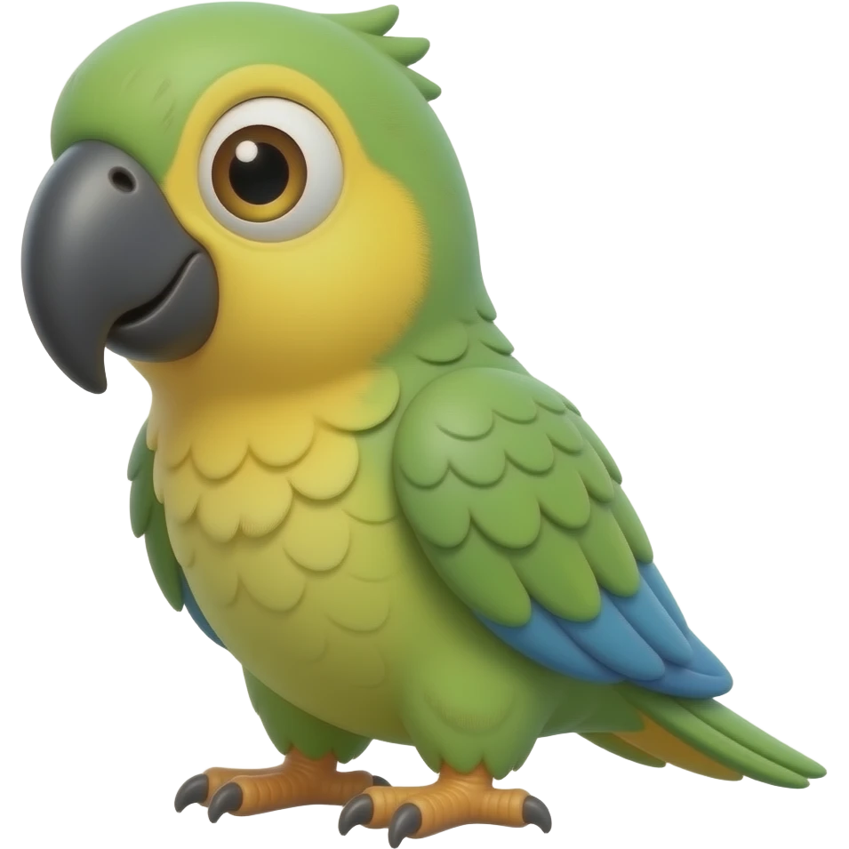 3D Pixar-style cute parrot, slightly different design, glossy plastic, small visual change, soft lighting, clean background, 4K, centered emoji