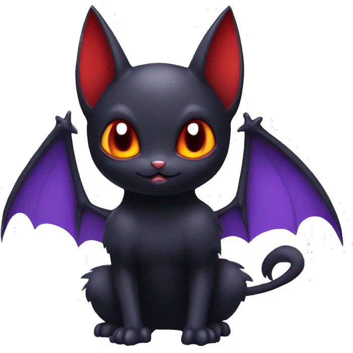 Cool Cute Edgy Dark Black Red Batty Chibi Noibat-Cat-Pokémon-Fakémon-hybrid emoji