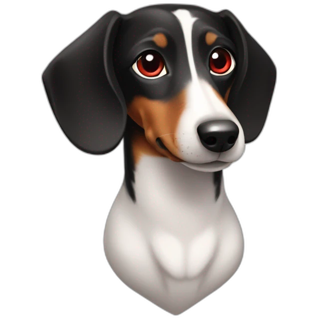 Dachshund black,  white eyes and nose, red collar emoji