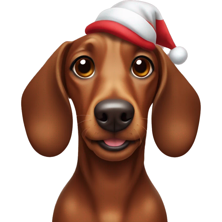 Brown sausage dog in Christmas hat emoji