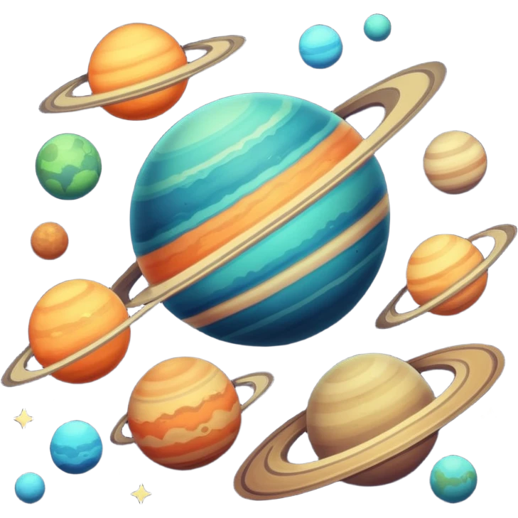 Vintage Planets comet streak motion blur emoji