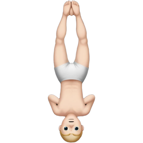 a white person with their body turned upside down on a black background emoji