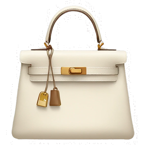 Cream Hermes Kelly purse emoji
