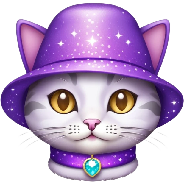 Cat hat purple sparkles  emoji