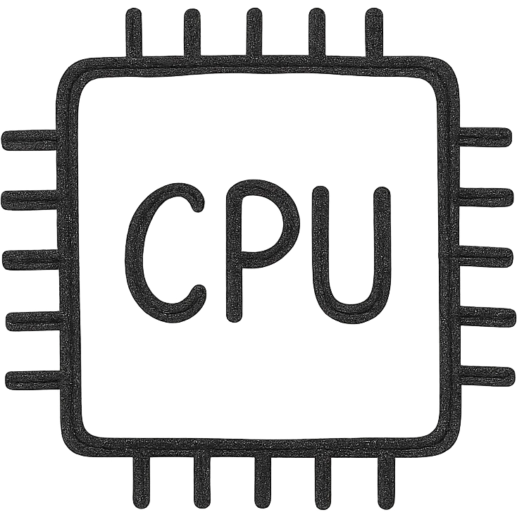 A detailed illustration of a CPU emoji