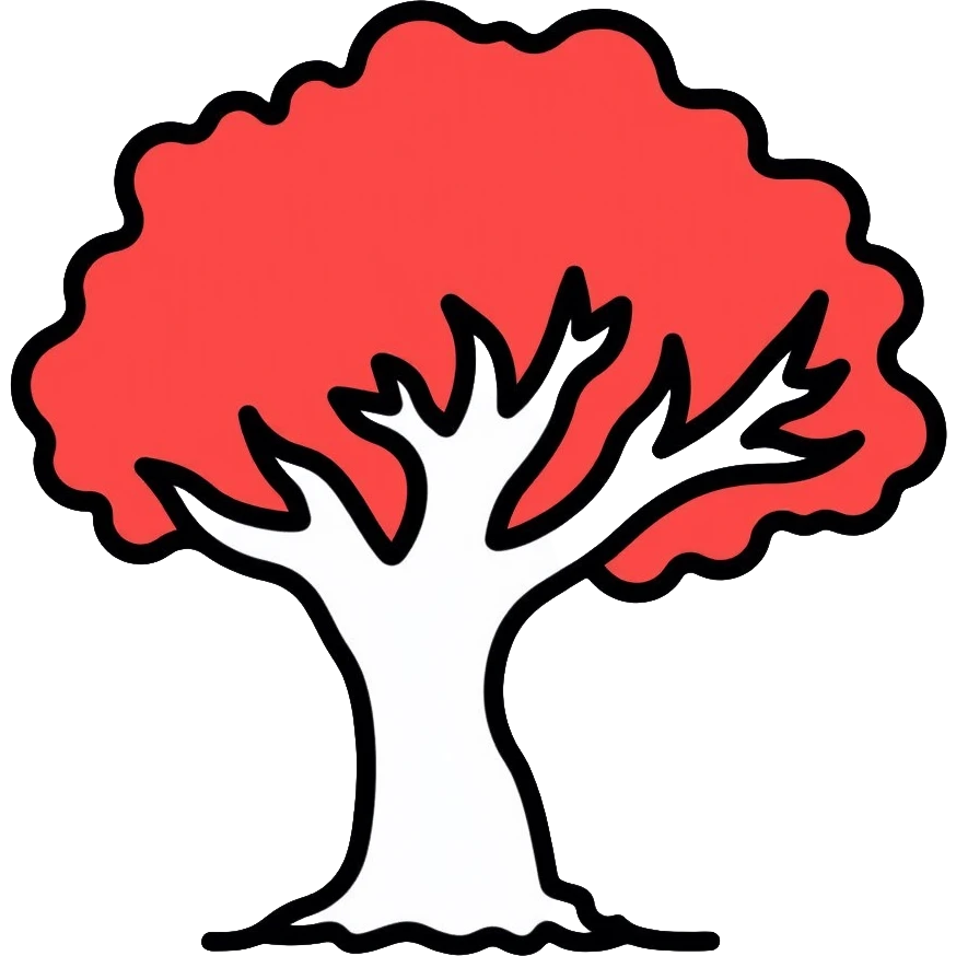 white tree with red foliage emoji