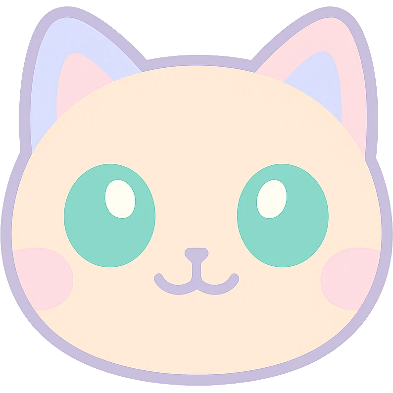 猫头, 卡通风格, 可爱, 圆润的脸, 大眼睛 emoji