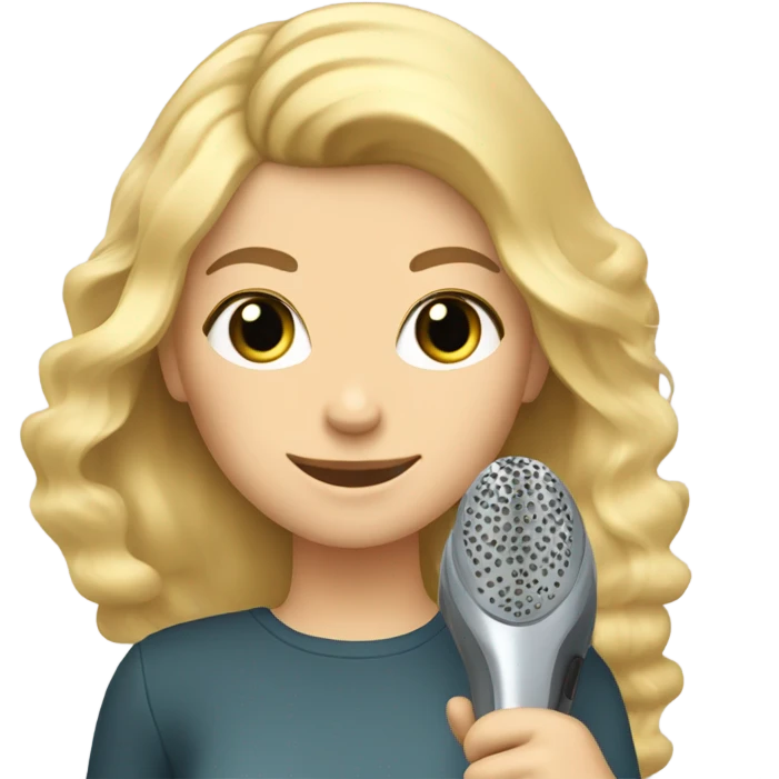 Blonde haired woman with blow dryer and brush in hands  emoji