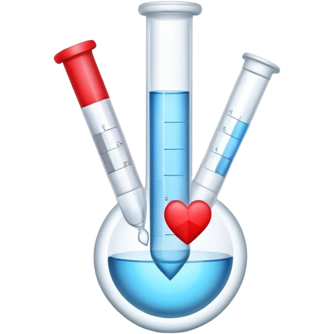 A single symbol representing sexual health clinic with test tubes and subtle heart icon, medical symbol with red cross emoji