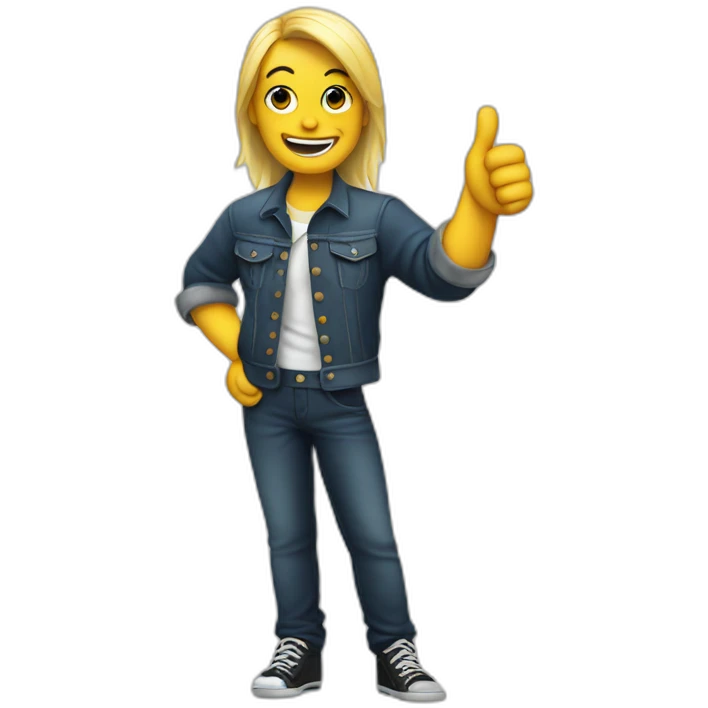 Singer Käärijä gives a thumbs up emoji