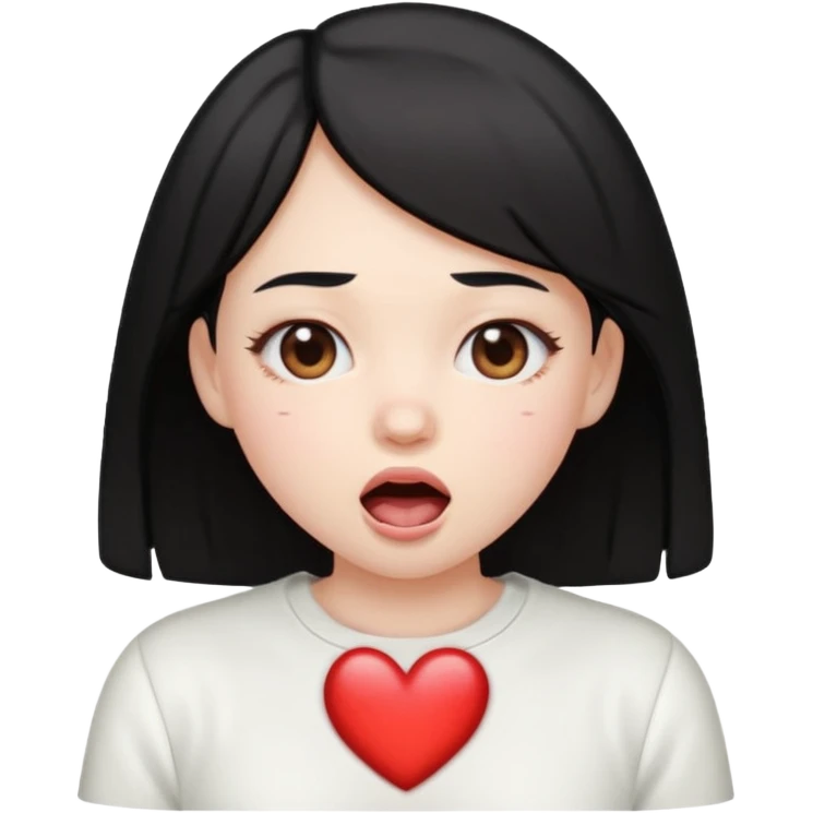 Heart-eyes emoji with a heart next to it and drooling
Black-haired girl, loves white emoji