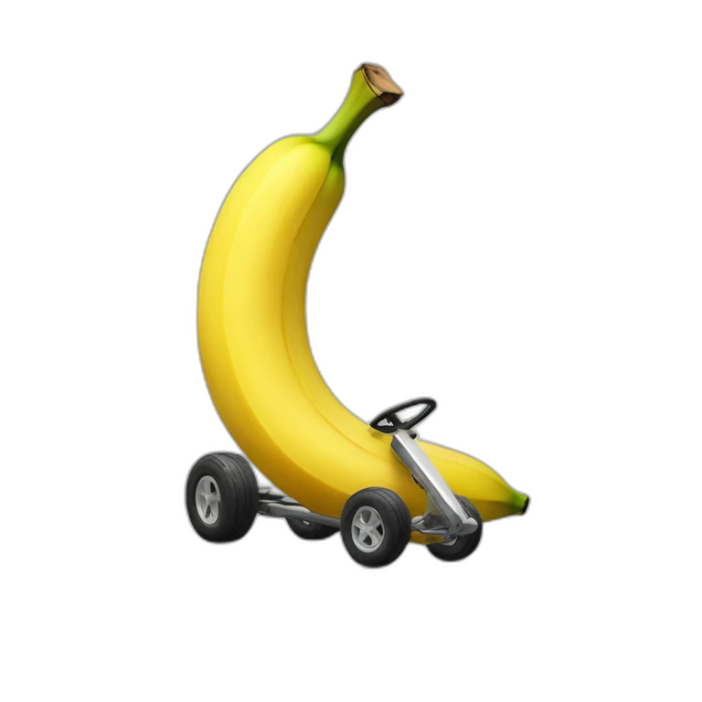 banane qui conduit un kart emoji