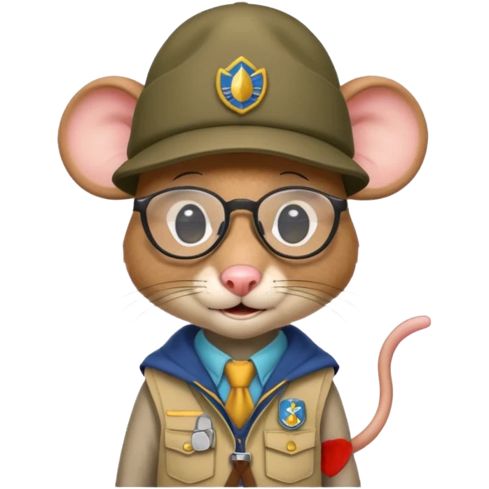 humaniod mice with a scout hat with glasses emoji