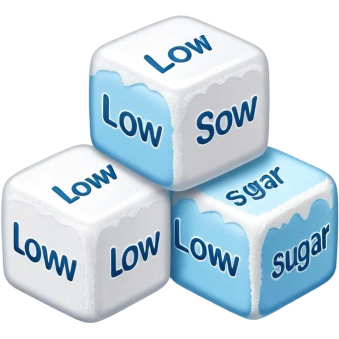 Icon 3 terrones de azúcar con la palabra debajo que diga low sugar emoji