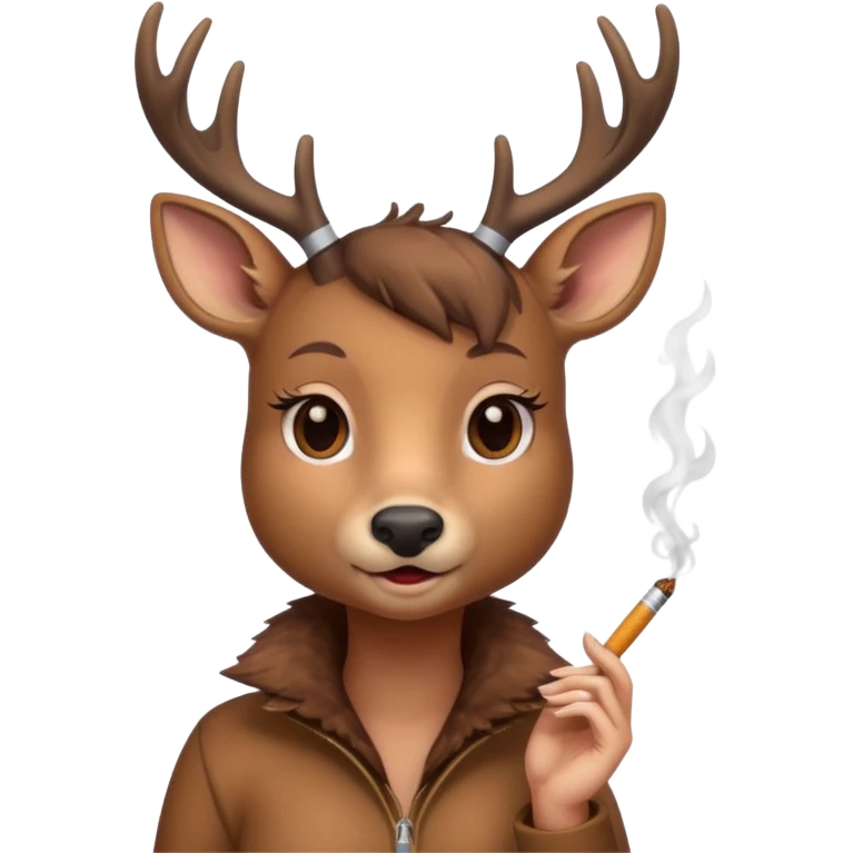 Cute female deer with cigarette emoji