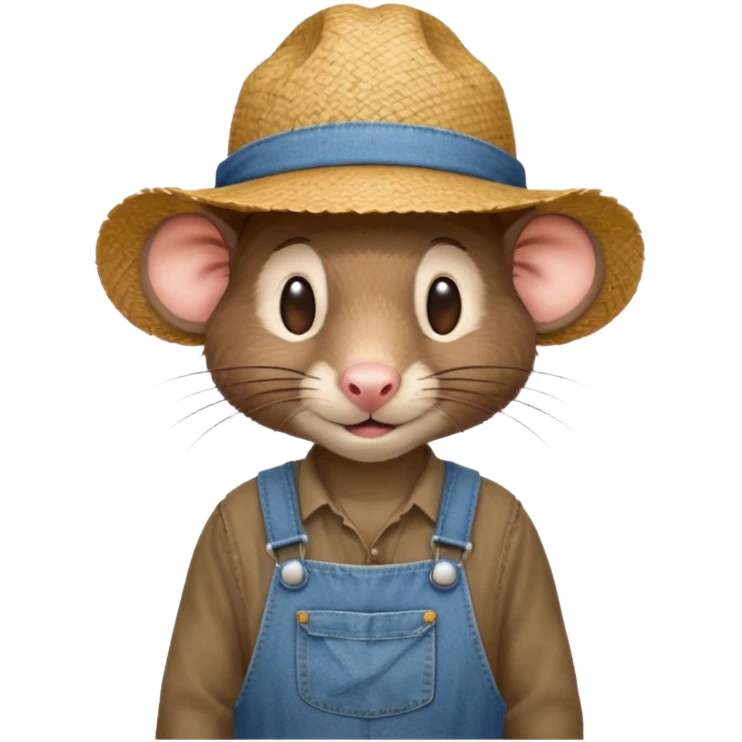 farmer rat in denim overalls with a straw hat emoji