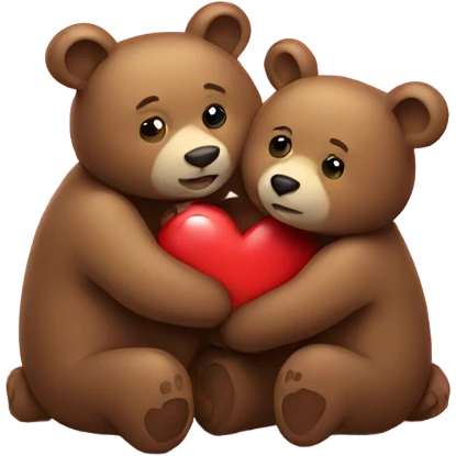 Two Bears hugging heart emoji