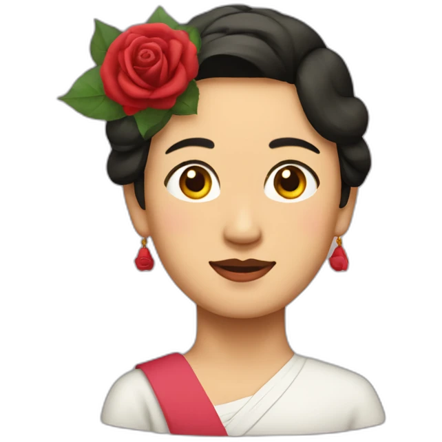 Aung San Su Kyi with rose on her head emoji