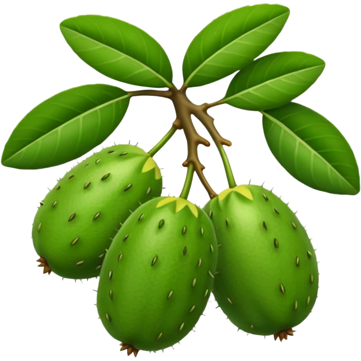 feijoa fruit with leaves emoji