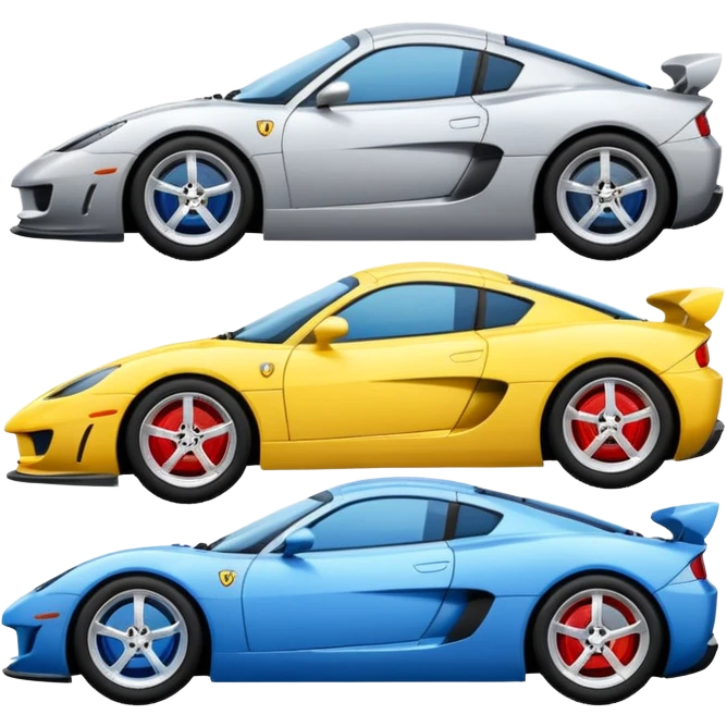 group of 4 sport cars in different composition emoji