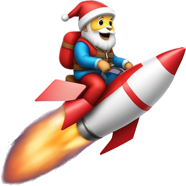 santa claus ridding a rocket emoji