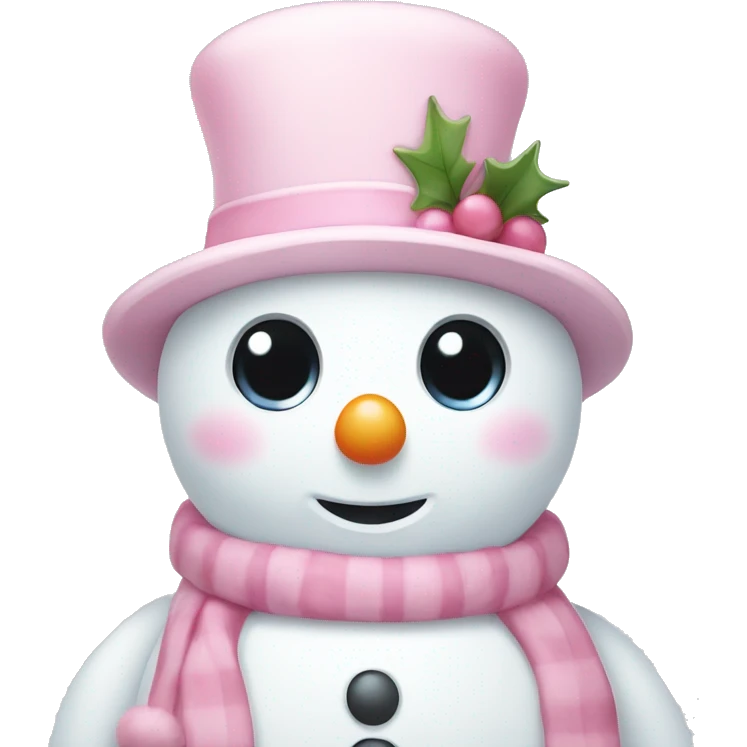 Cute white and light pink snowman emoji