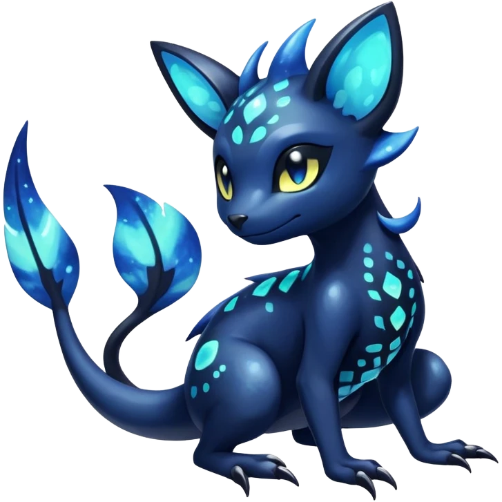 Colorful Iridescent Exotic Nebulae Salandit-Meowstic-Umbreon-Fakémon-hybrid-creature (full body)  emoji