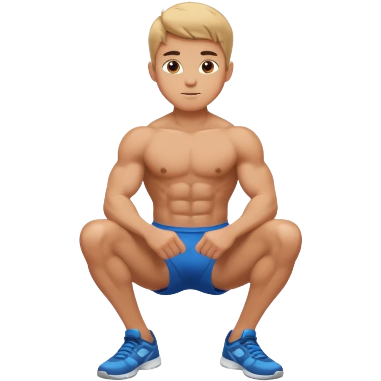 Younger boy buff leg sit emoji