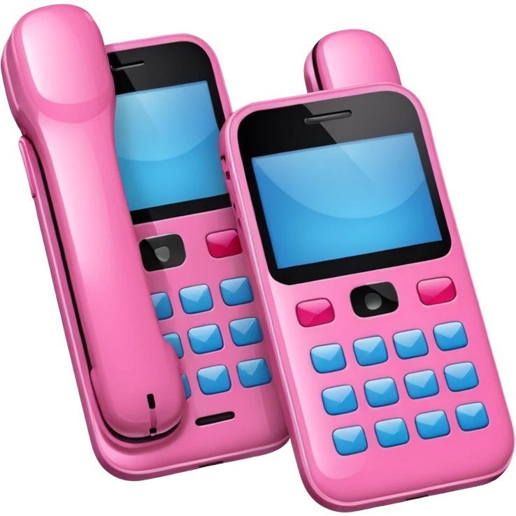 two pink cellphones switching with each other emoji