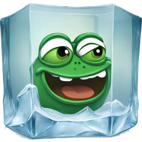 pepe the frog inside an icecube emoji
