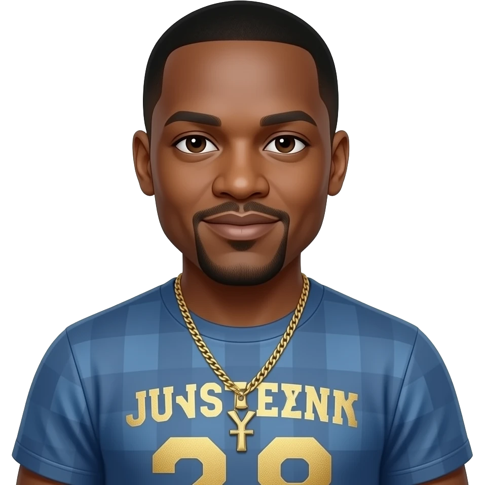 Sean Combs lookalike with Biebs shirt emoji