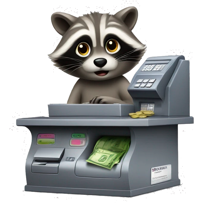 raccoon fixes the cash register emoji