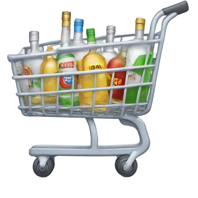 Shopping cart full of vodka emoji