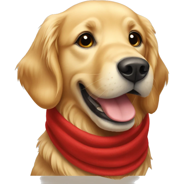 Golden retriever wearing a red scarf emoji