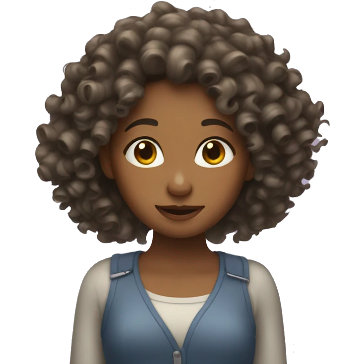 Girl doing her curly hair  emoji