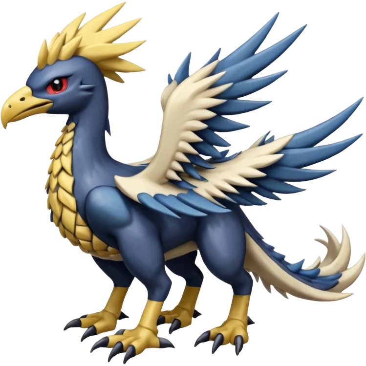 Nargacuga-Chocobo-Dialga-Palkia-Pokémon-Fusion, full body emoji