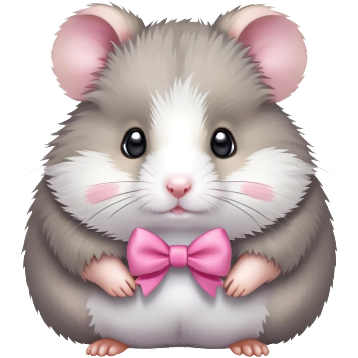 Gray hamster with pink bow emoji