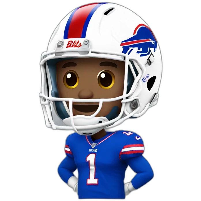 white josh allen in a bills jersey and helmet emoji