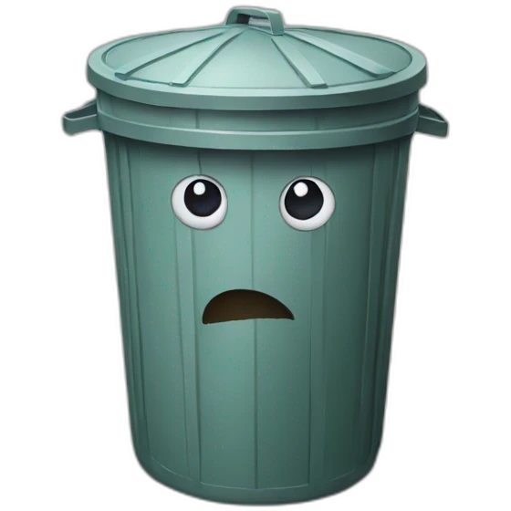 Trash bin with a face emoji