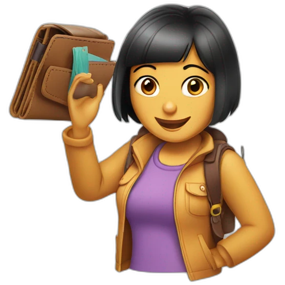 dora the explorer making leather wallets emoji