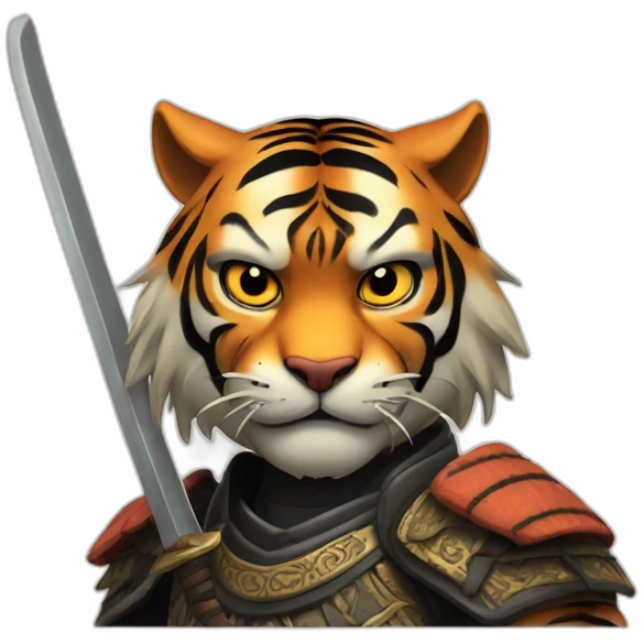 Tiger with evil face  samurai emoji