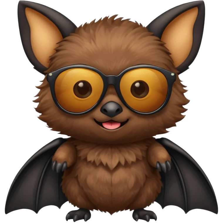 cute black bat with sunglasses, full body emoji