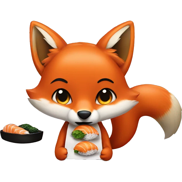 Fox eating sushi emoji