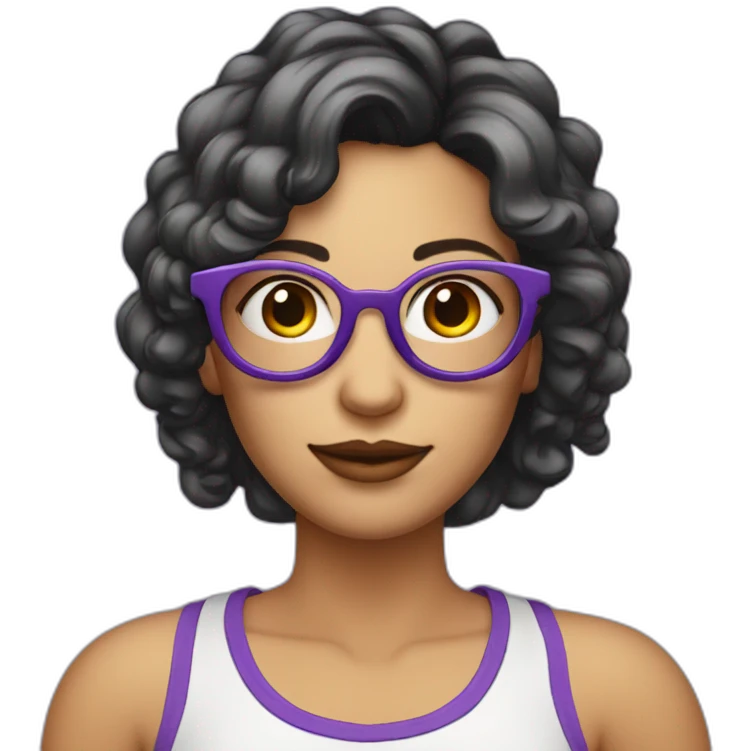 Femme avec cheveux violet court et lunette et avec des percing emoji