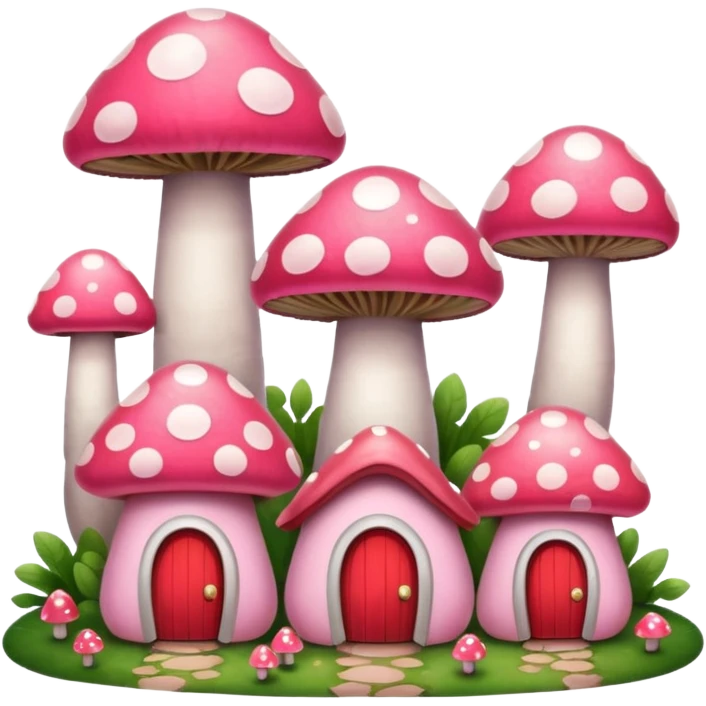 pink mushroom houses emoji
