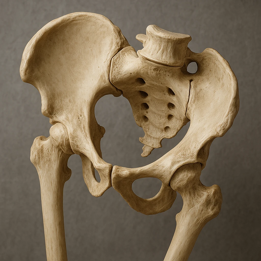 realistic detailed anatomical view of a human hip bone emoji