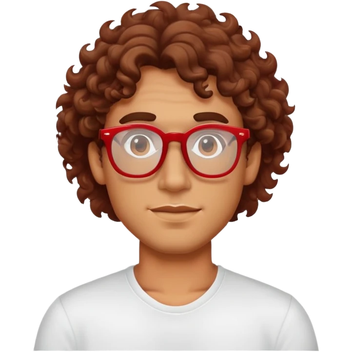 guy with a bit tanned skin wavy more curly hair with red glasses emoji