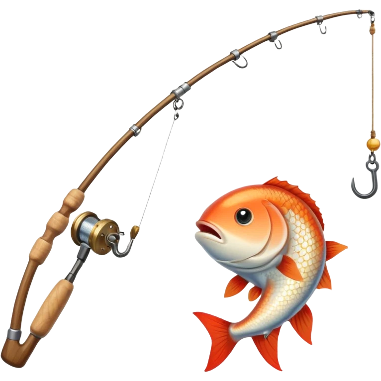 curve fishing rod with fish emoji