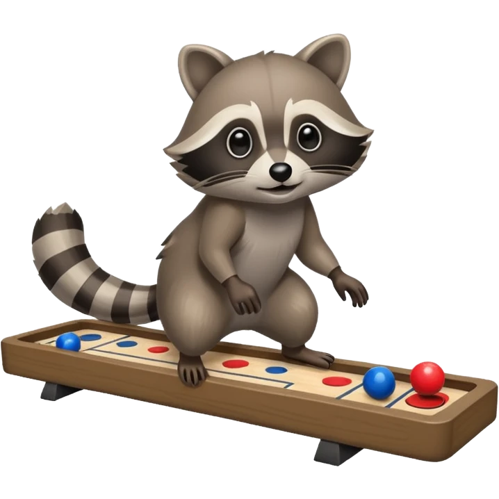 Raccoon playing floor shuffleboard emoji